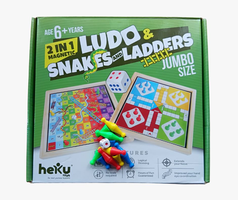 2-in-1 Snakes & Ladders and Ludo Combo Board Game – A Classic Strategy Game for Kids & Adults, Educational and Fun Family Game, Ideal Gift for Children Aged 6+