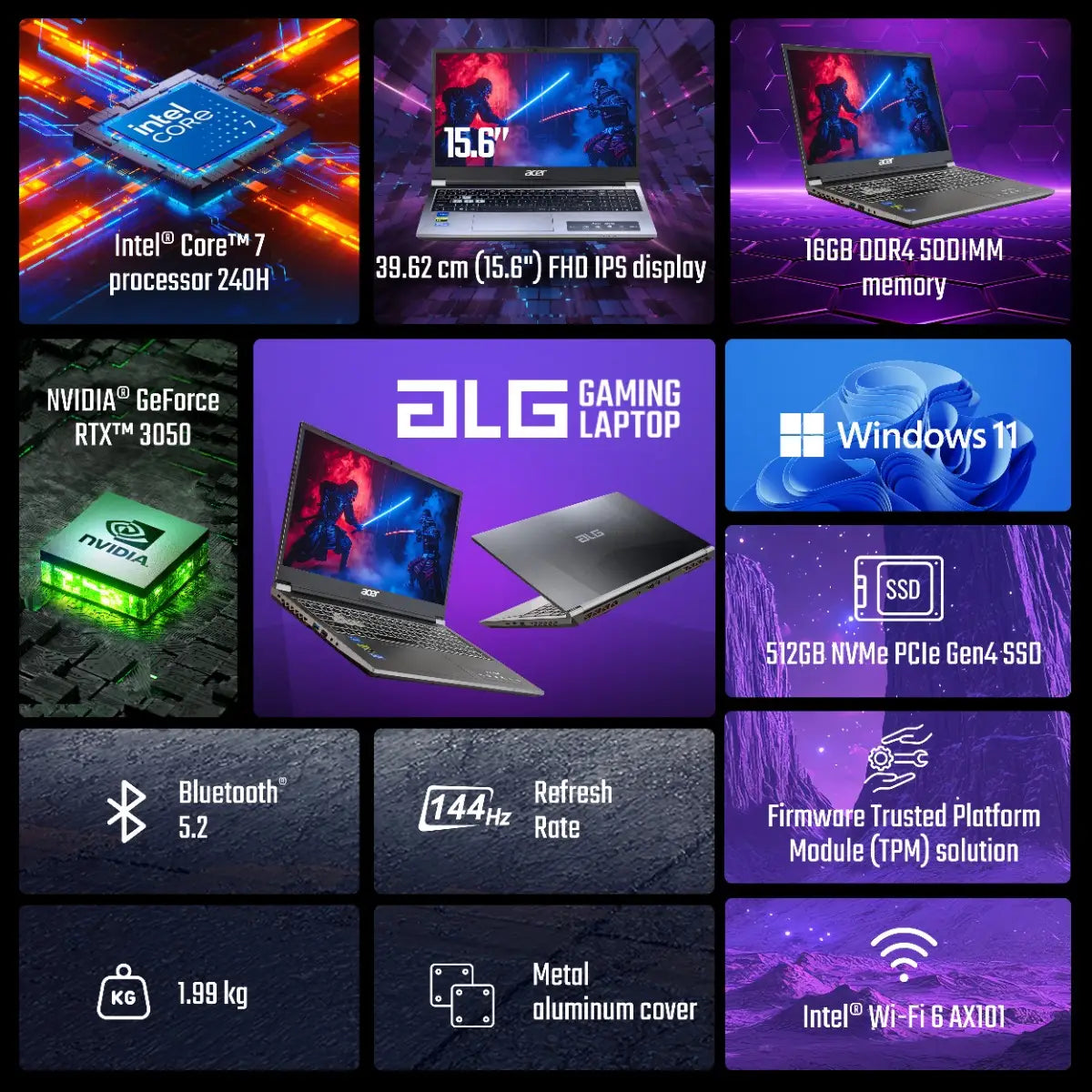 Acer ALG Gaming Laptop Core 7 RTX 3050