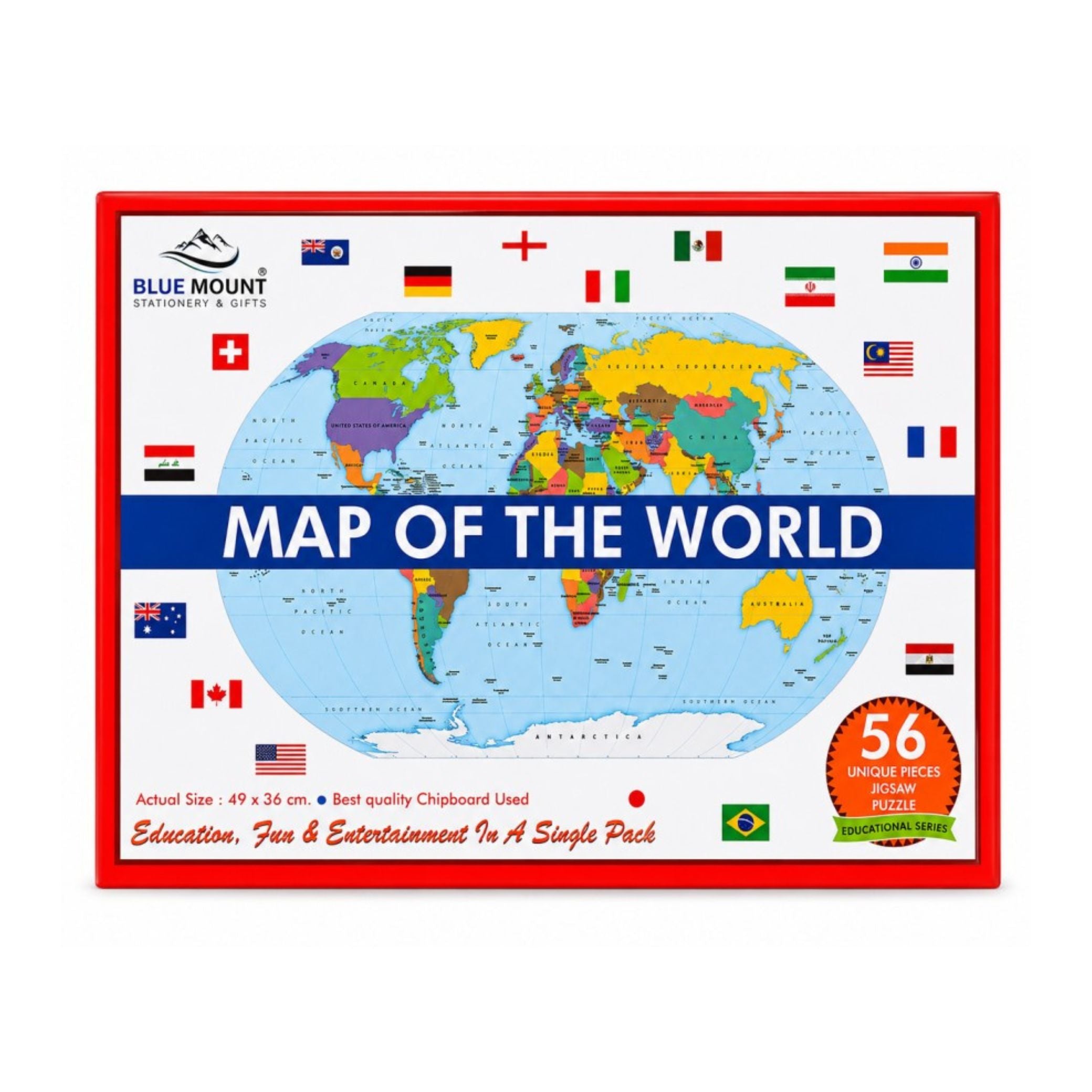 Blue Mount Map of the World Jigsaw Puzzle (56 Pieces)
