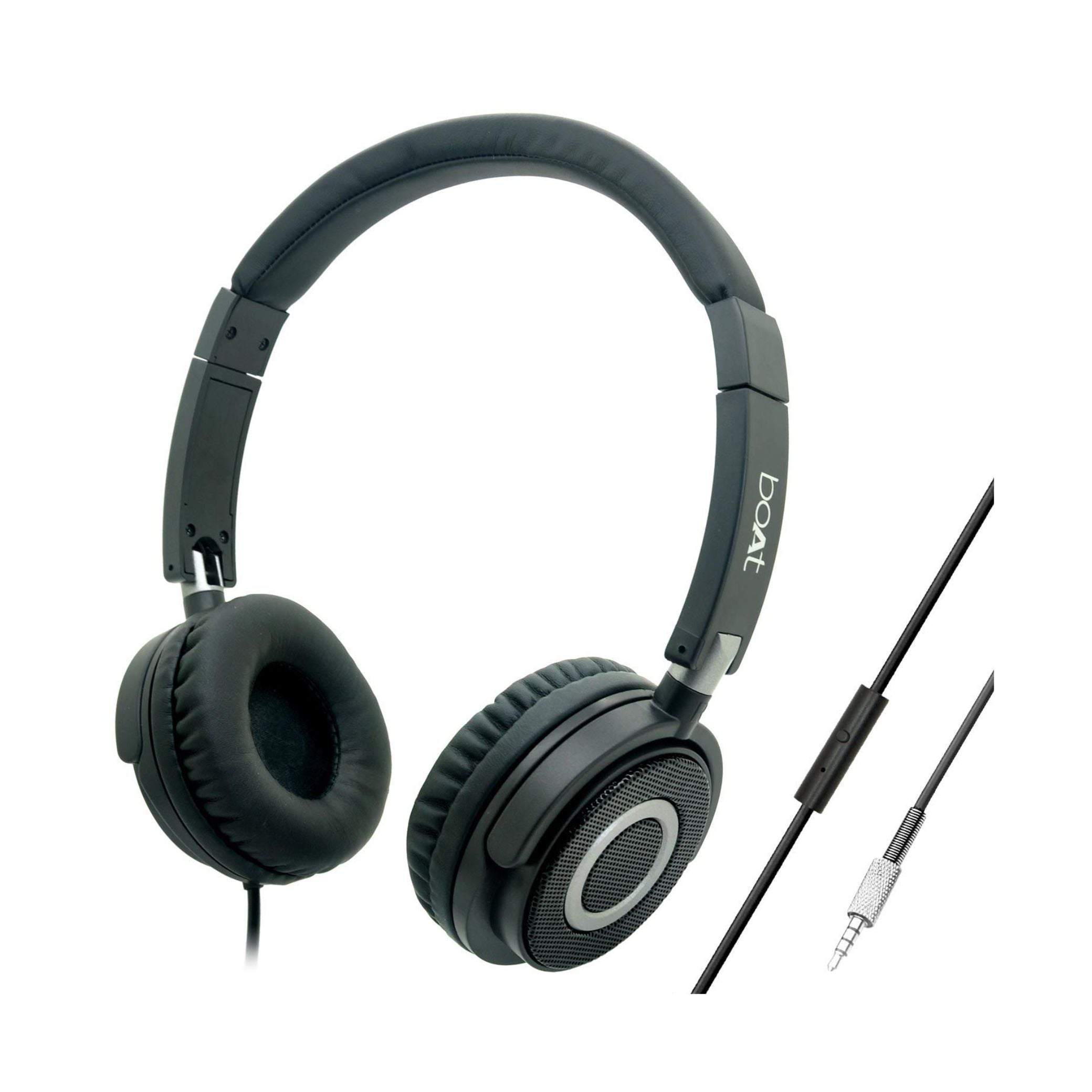 boAt BassHeads 900 Wired On-Ear Headphones with Mic, 40mm Drivers & 3.5mm Jack