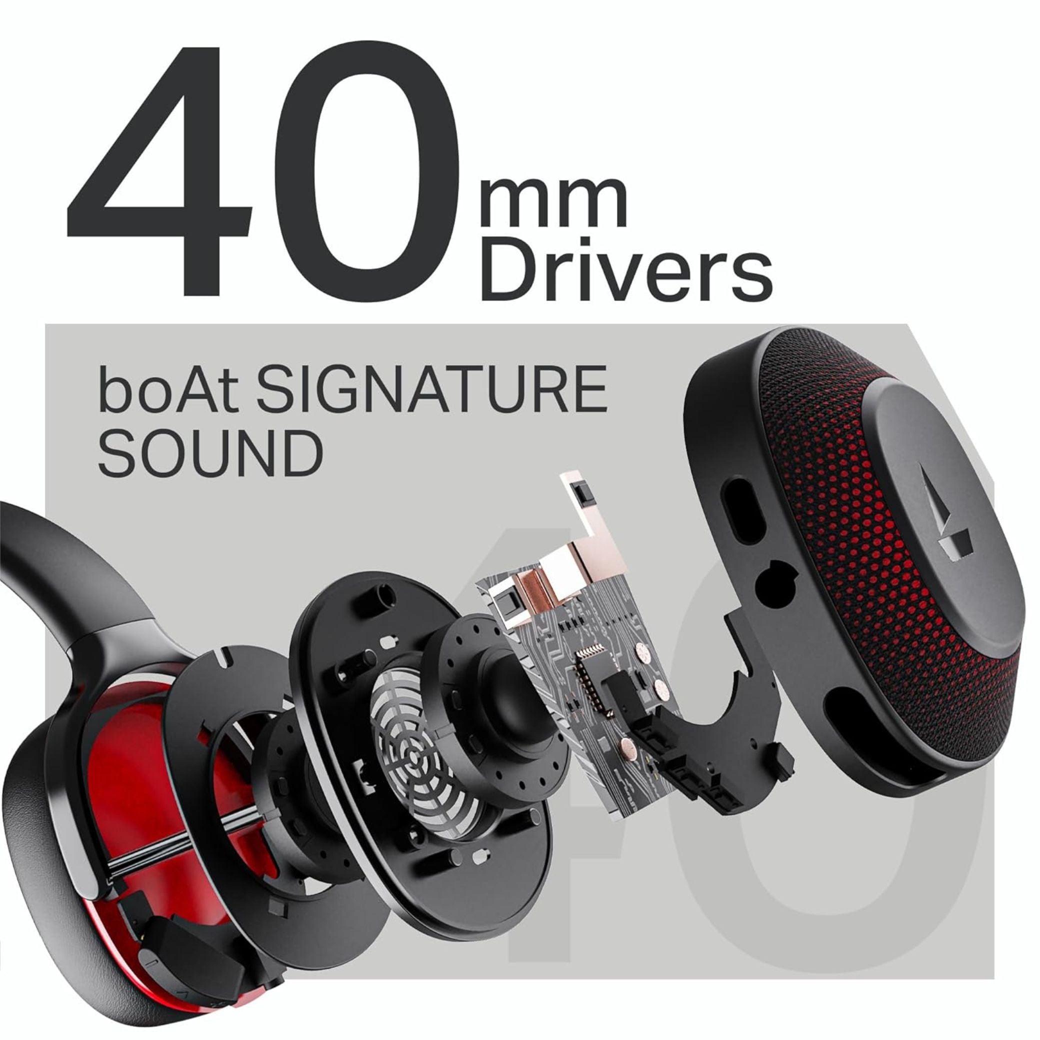 Boat Rockerz 413 Wireless Headphones (Black & Red)