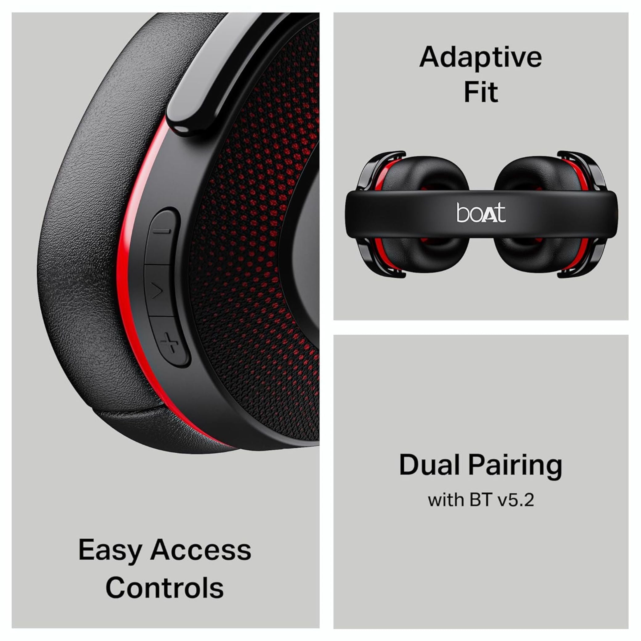 Boat Rockerz 413 Wireless Headphones (Black & Red)