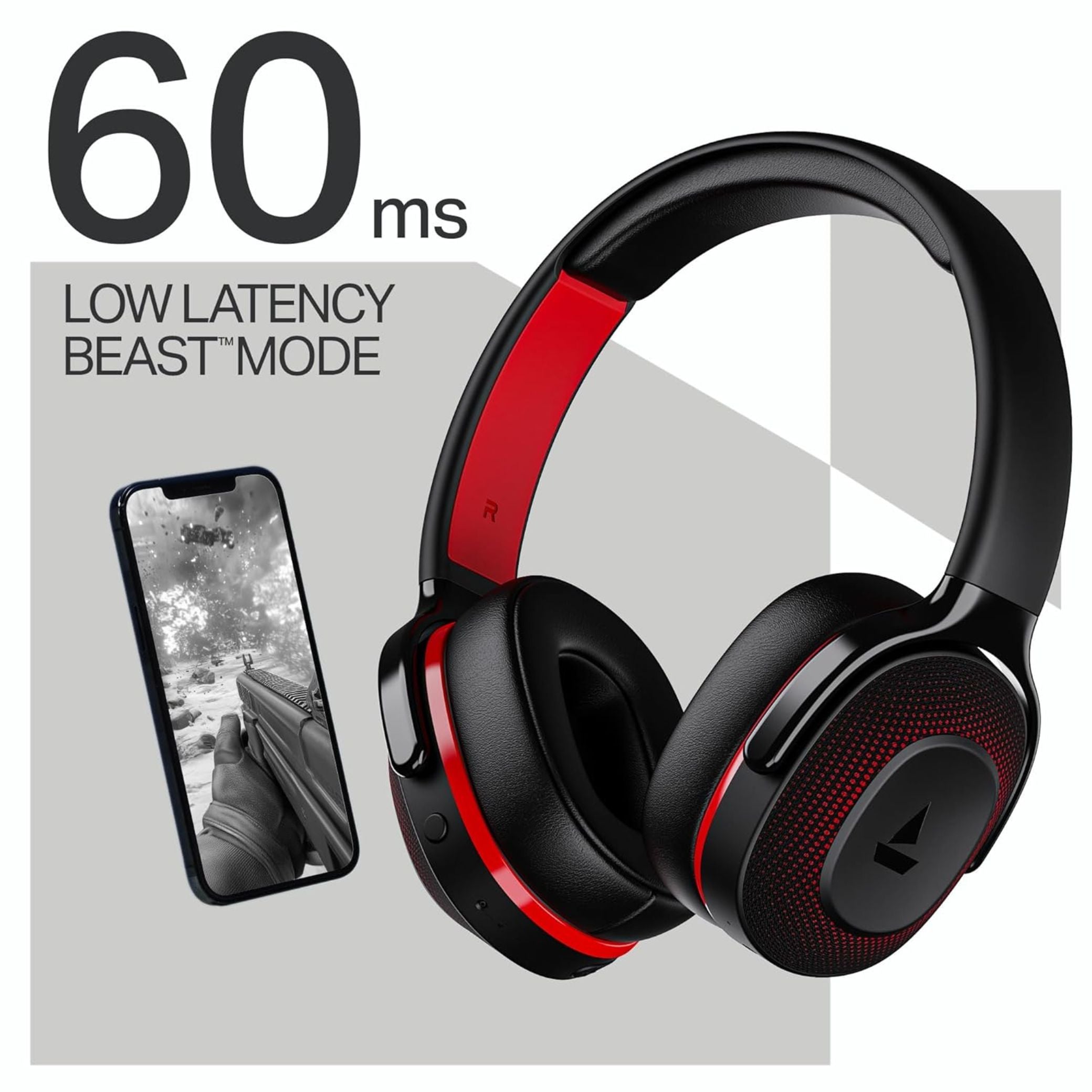 Boat Rockerz 413 Wireless Headphones (Black & Red)