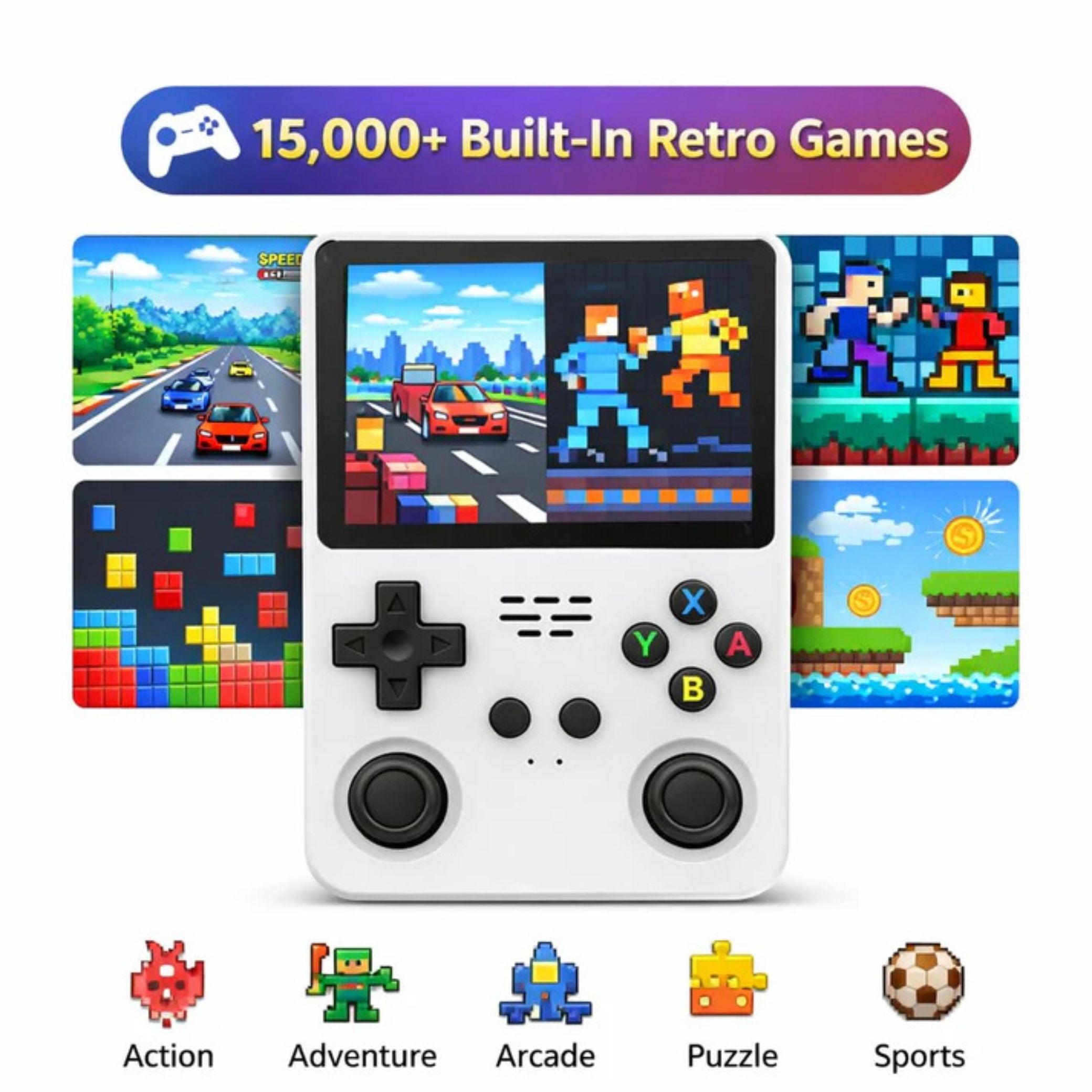 CASAQUIN R36S Handheld Gaming Console (White)