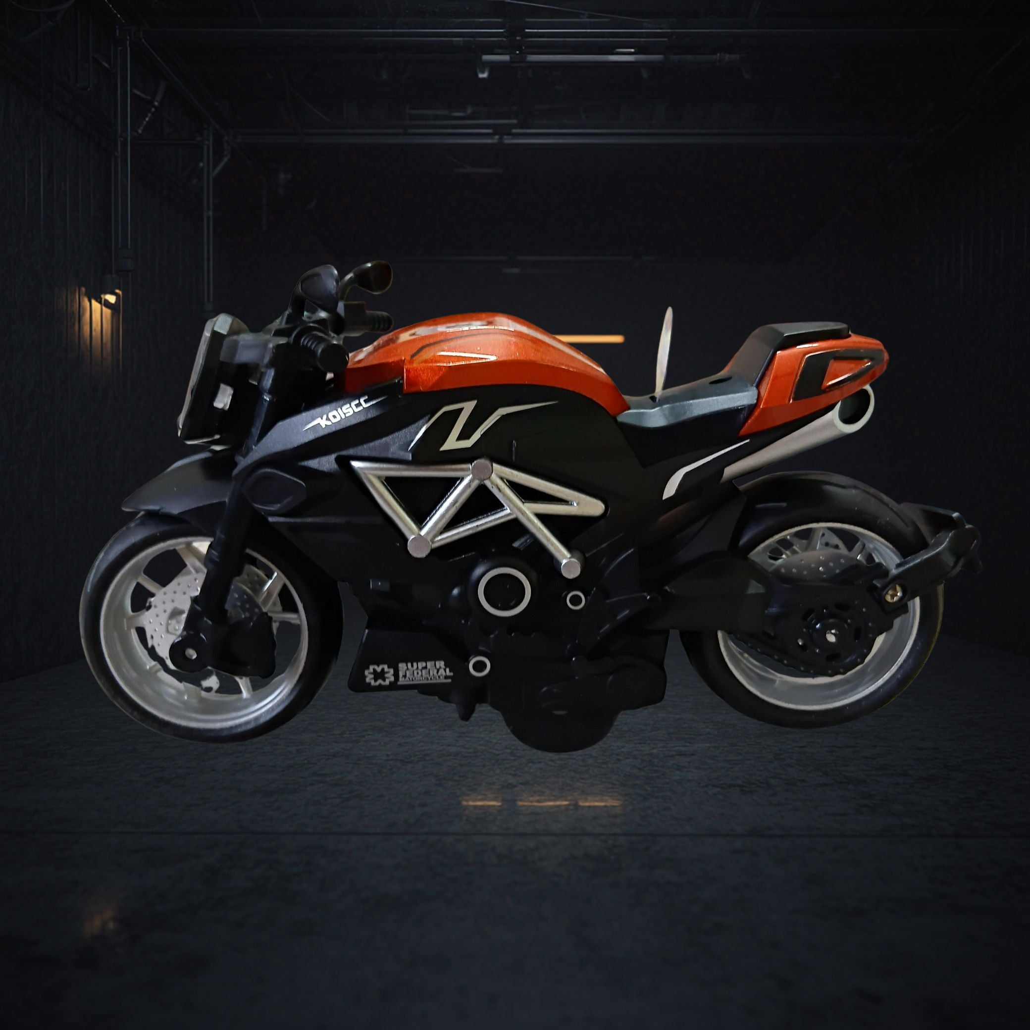 Die-Cast 1:8 Alloy Motorcycle Model (Orange & Black)