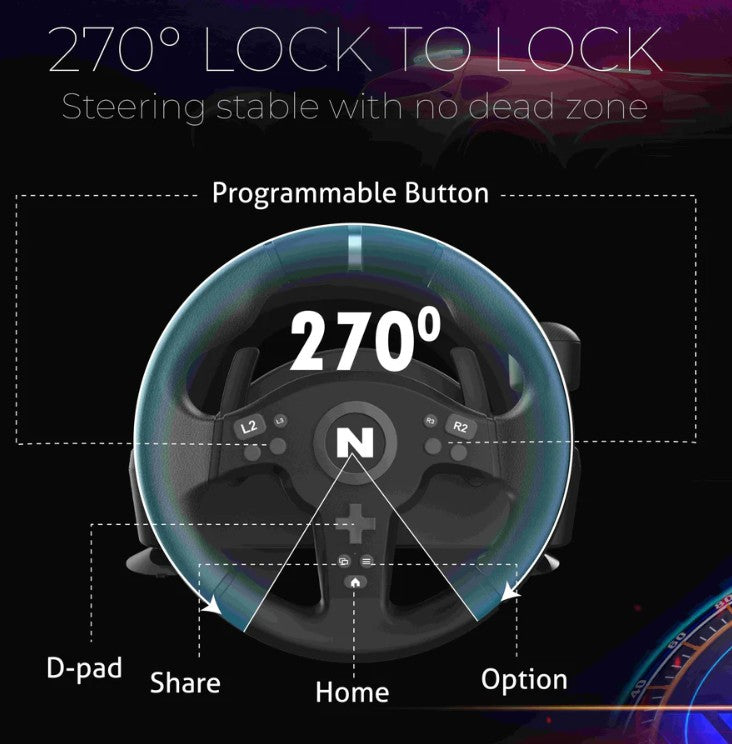 Nitho Drive Pro V200 Racing Wheel with Pedals & Shifter – PC/PS4/Xbox One, Xbox Series X/S.