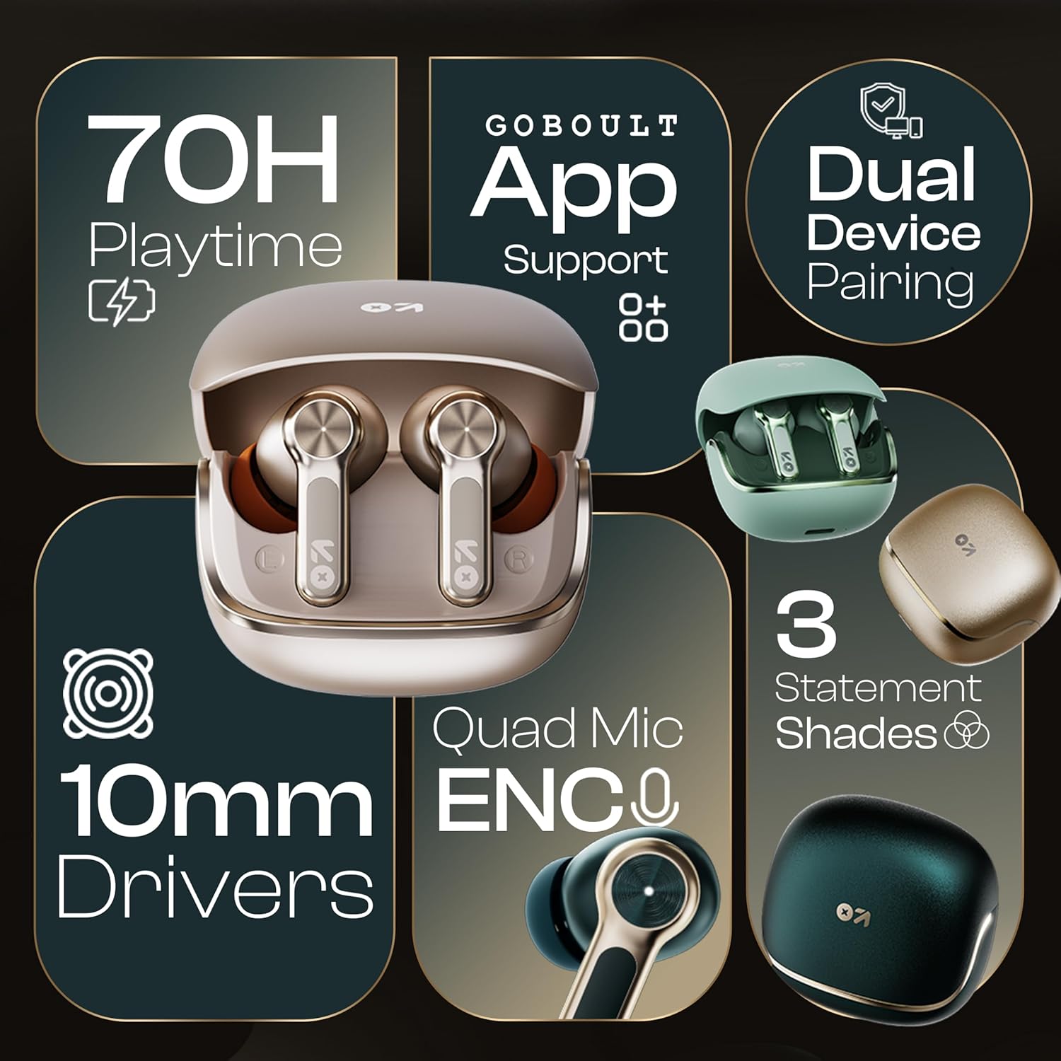 GOBOULT Raven TWS Earbuds (Emerald Green)