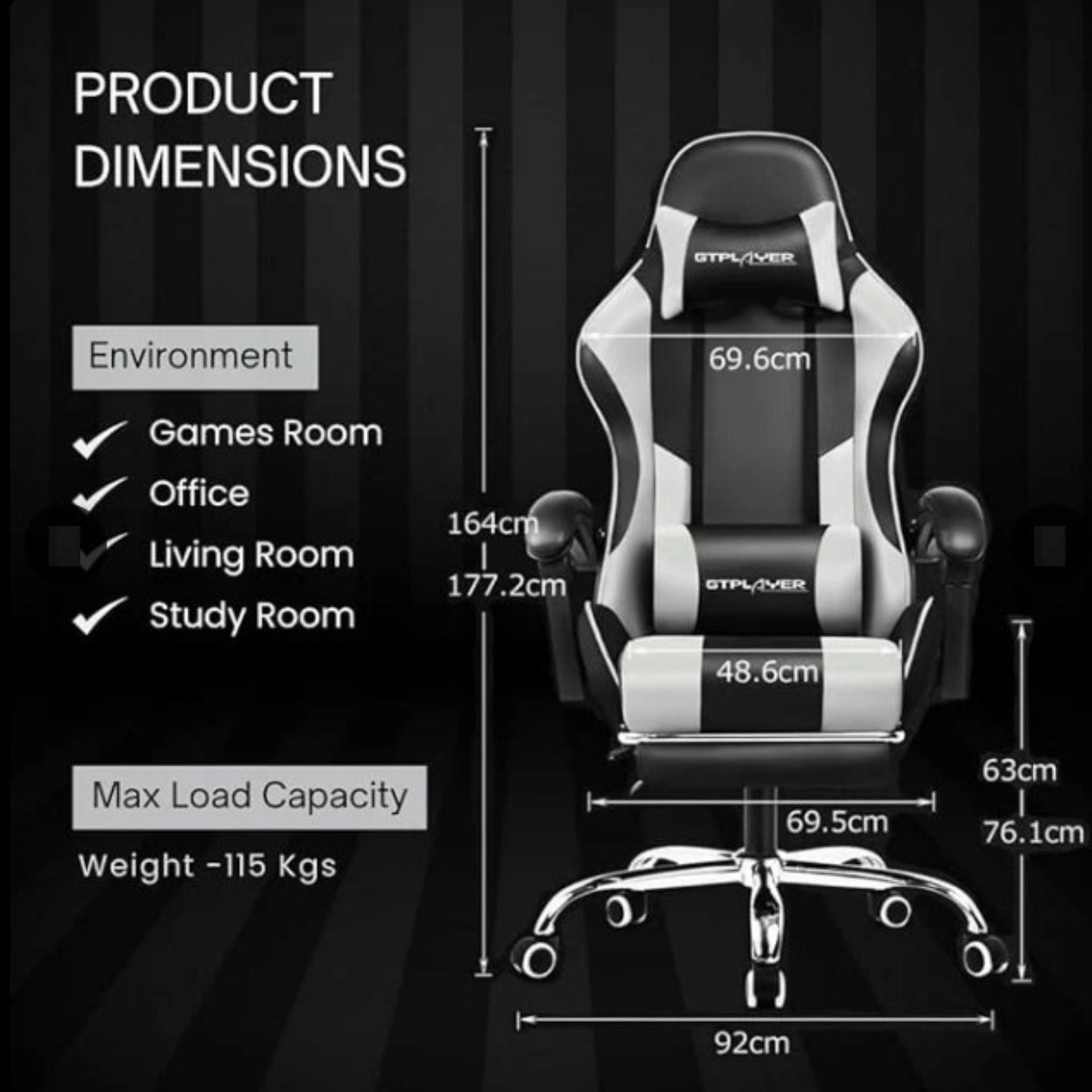 GTPLAYER Ergonomic Gaming Chair (White)