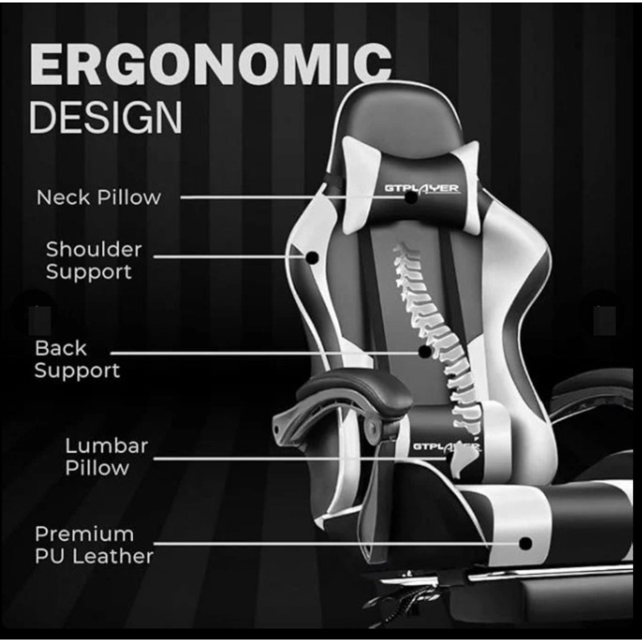 GTPLAYER Ergonomic Gaming Chair (White)