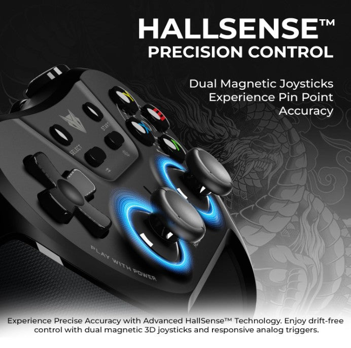 EvoFox One S Wireless Gamepad – HallSense™ Joysticks, Bluetooth 5.0, 2.4GHz, Wired Mode, Type-C Fast Charging, Dual Vibration – Compatible with PC, Mobile & Consoles.