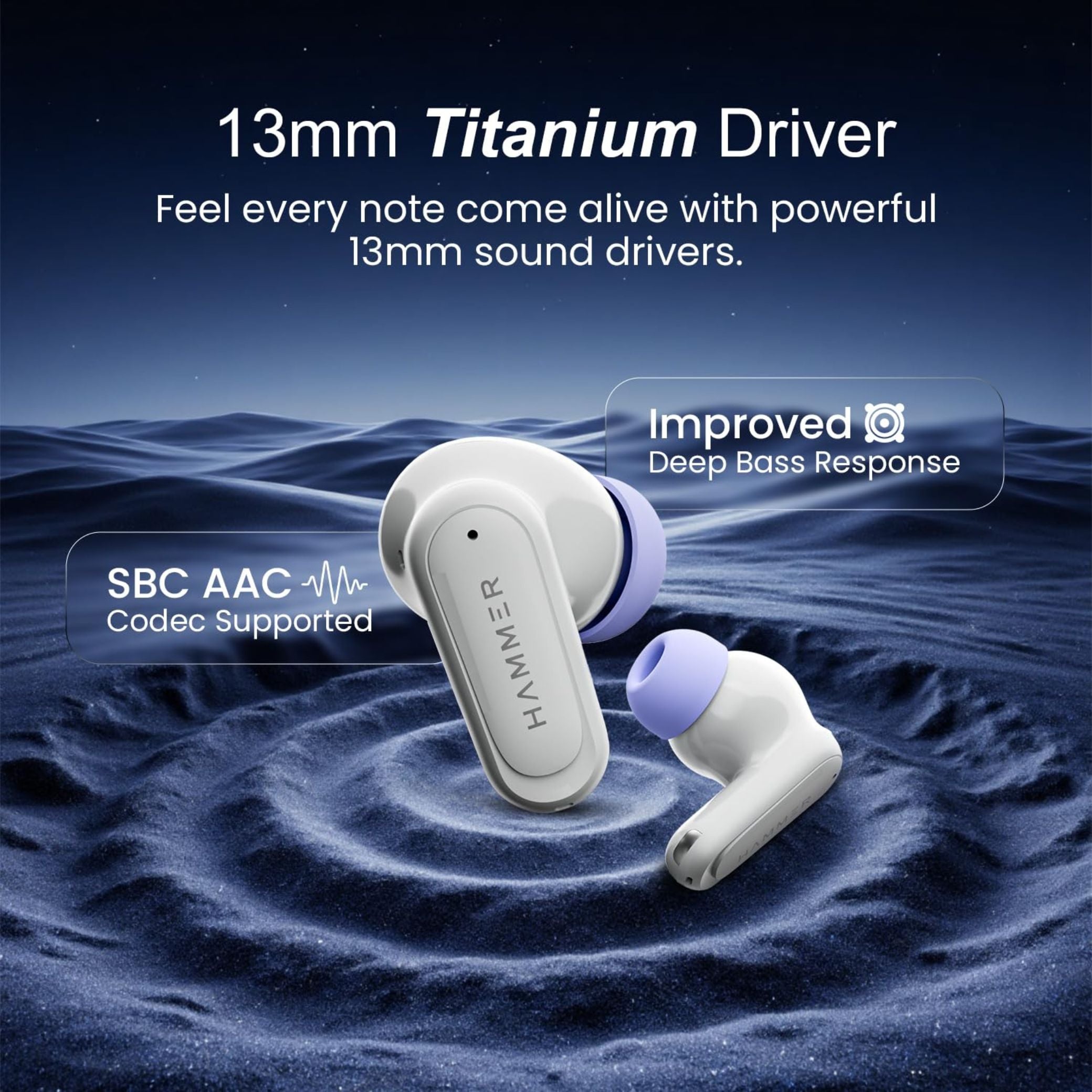 HAMMER Airflow Neo TWS Earbuds, 80H Playtime, 13mm Drivers, Grey