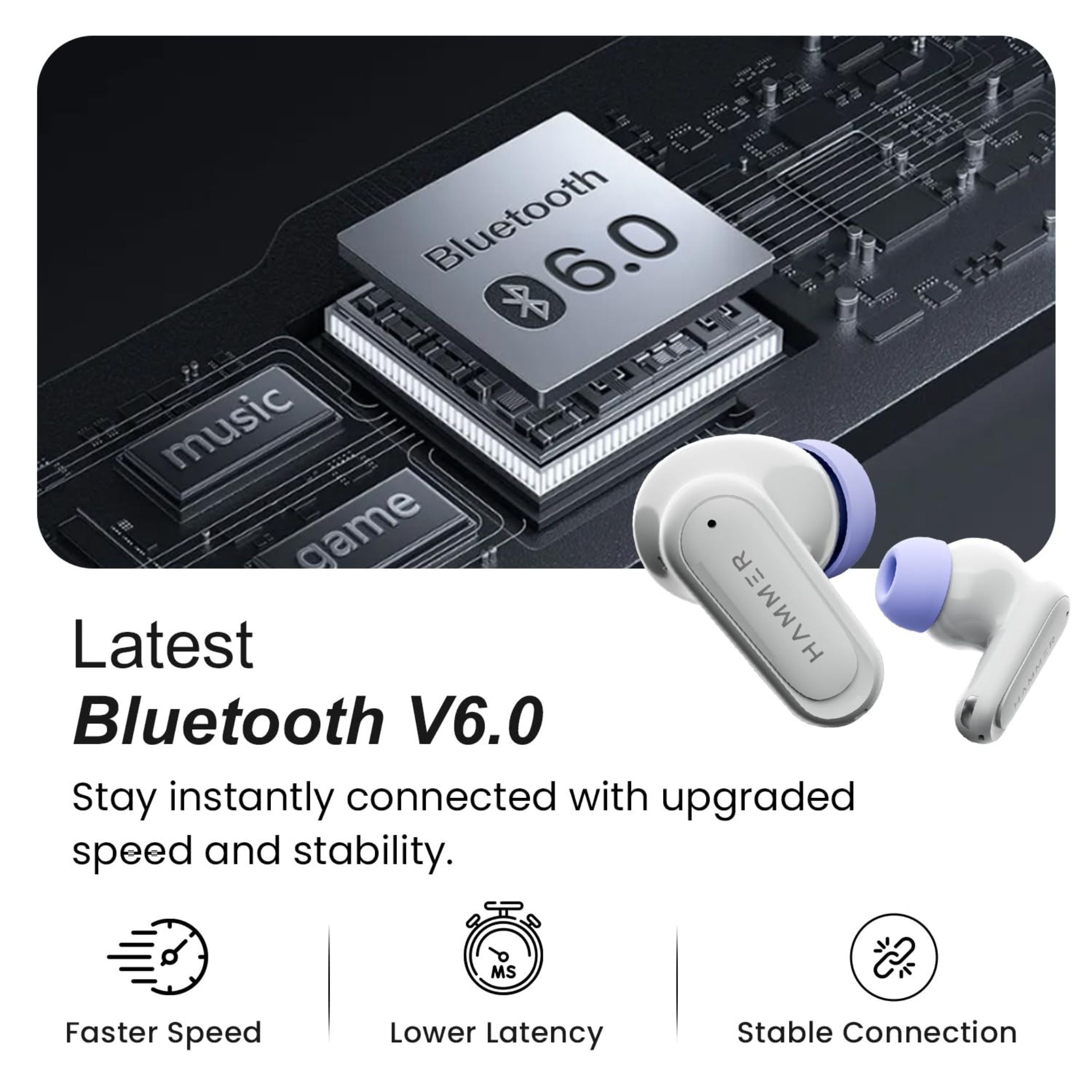 HAMMER Airflow Neo TWS Earbuds, 80H Playtime, 13mm Drivers, Grey