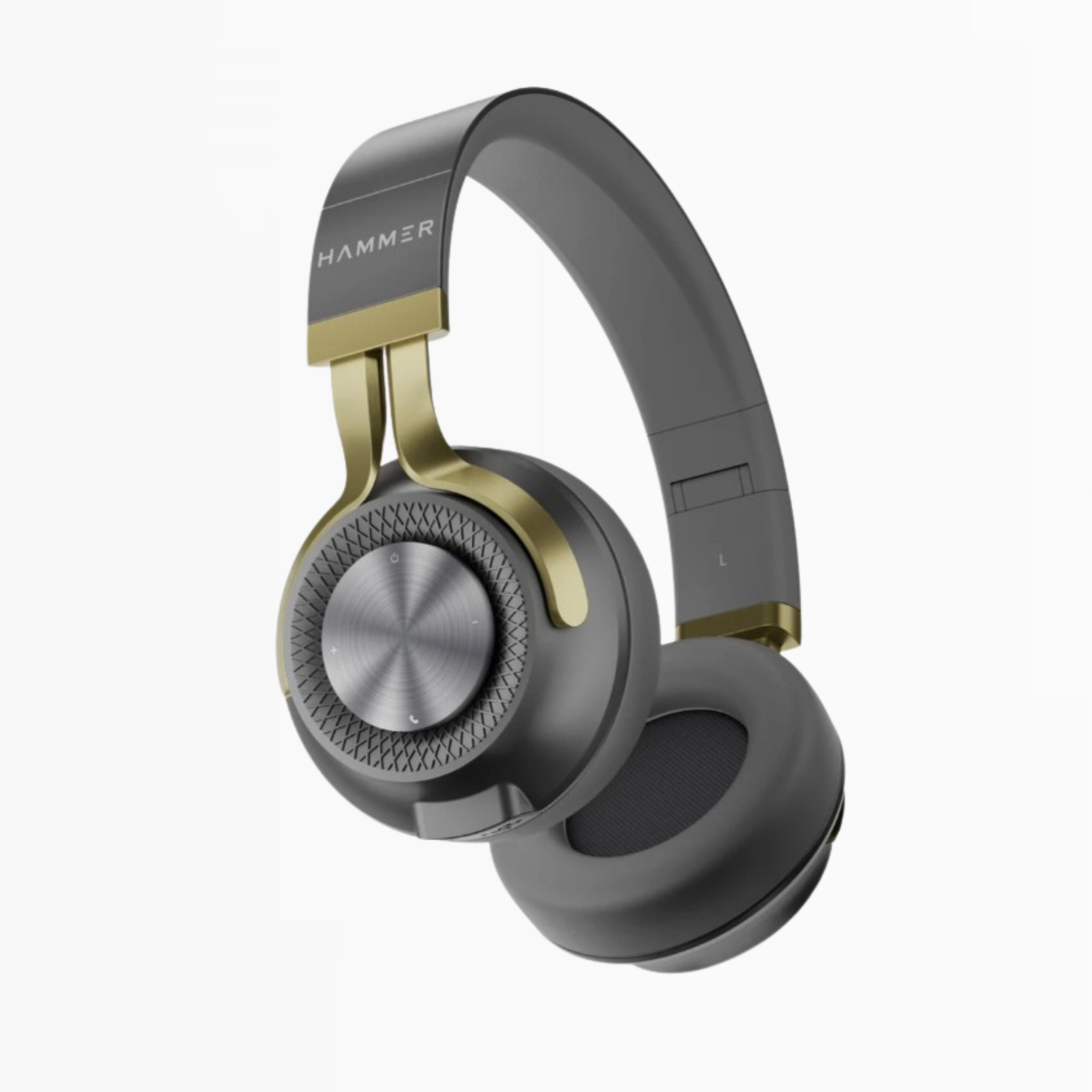 HAMMER Bash 2.0 Over-Ear Wireless Bluetooth Headphones with Mic, Powerful Deep Bass, Foldable Design, Up to 8 Hours Playback, Ideal for Workouts & Travel, Bluetooth 5.0 (Grey)
