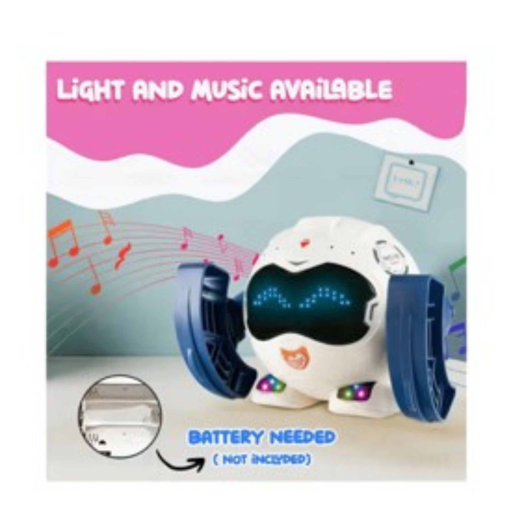 Wembley Tumbling & Rolling Robot Toy for Kids (2–5+ Years) – Clap-Activated Dancing Robot with 360° Rotation, Crawling & Spinning Action, LED Lights, Musical Sounds & Smart Sensor Control – Blue