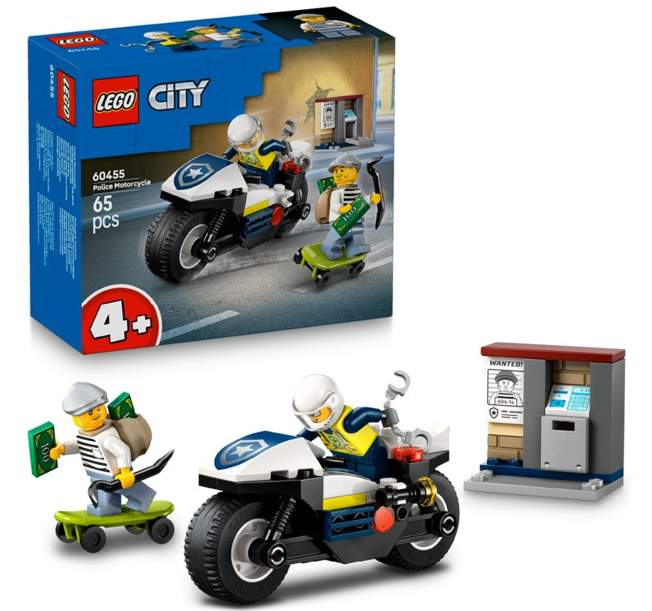 LEGO City Police Motorcycle Chase Toy, Motorbike Set for Ages 4 and up 60455, 4Y