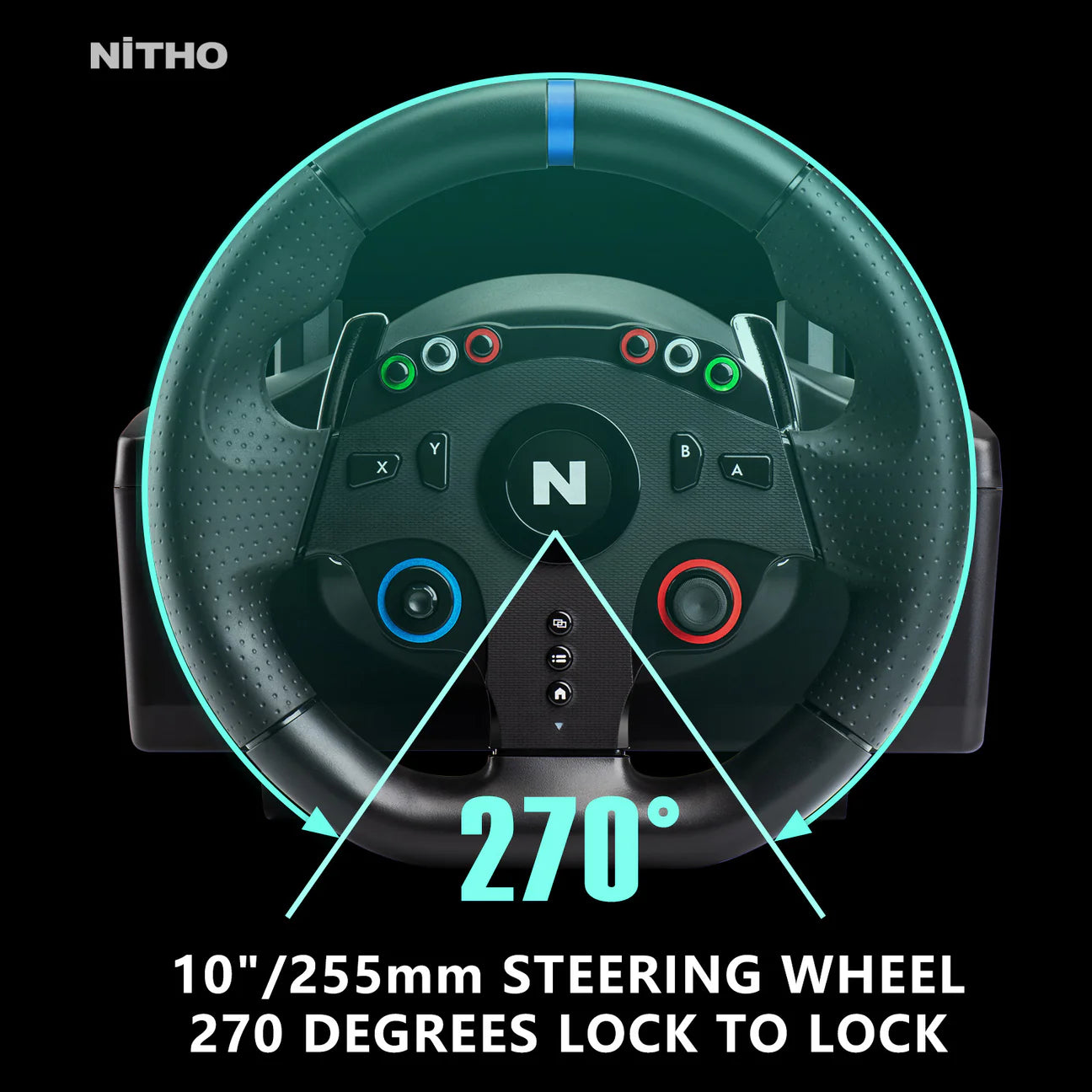 Nitho Drive Pro ONE Competition - Gaming Racing Wheel with Separate Shifter and Floor Pedals, 270 Degree Zero Dead Zone Steering Wheel for Racing Simulator on Windows PC Only