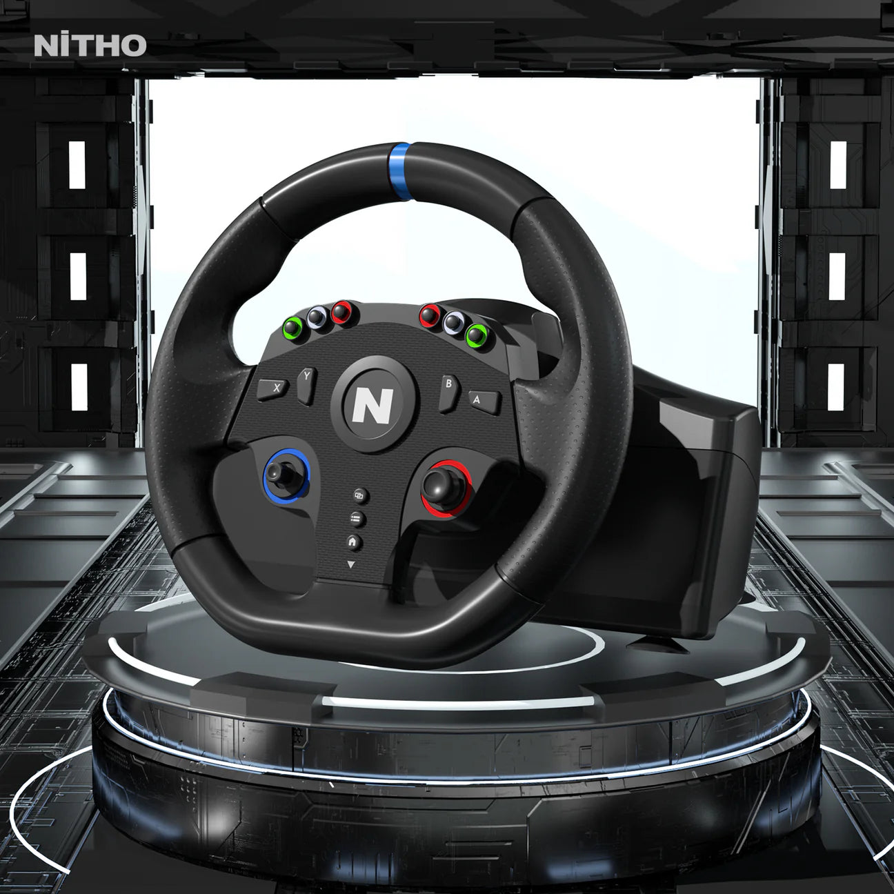 Nitho Drive Pro ONE Competition - Gaming Racing Wheel with Separate Shifter and Floor Pedals, 270 Degree Zero Dead Zone Steering Wheel for Racing Simulator on Windows PC Only