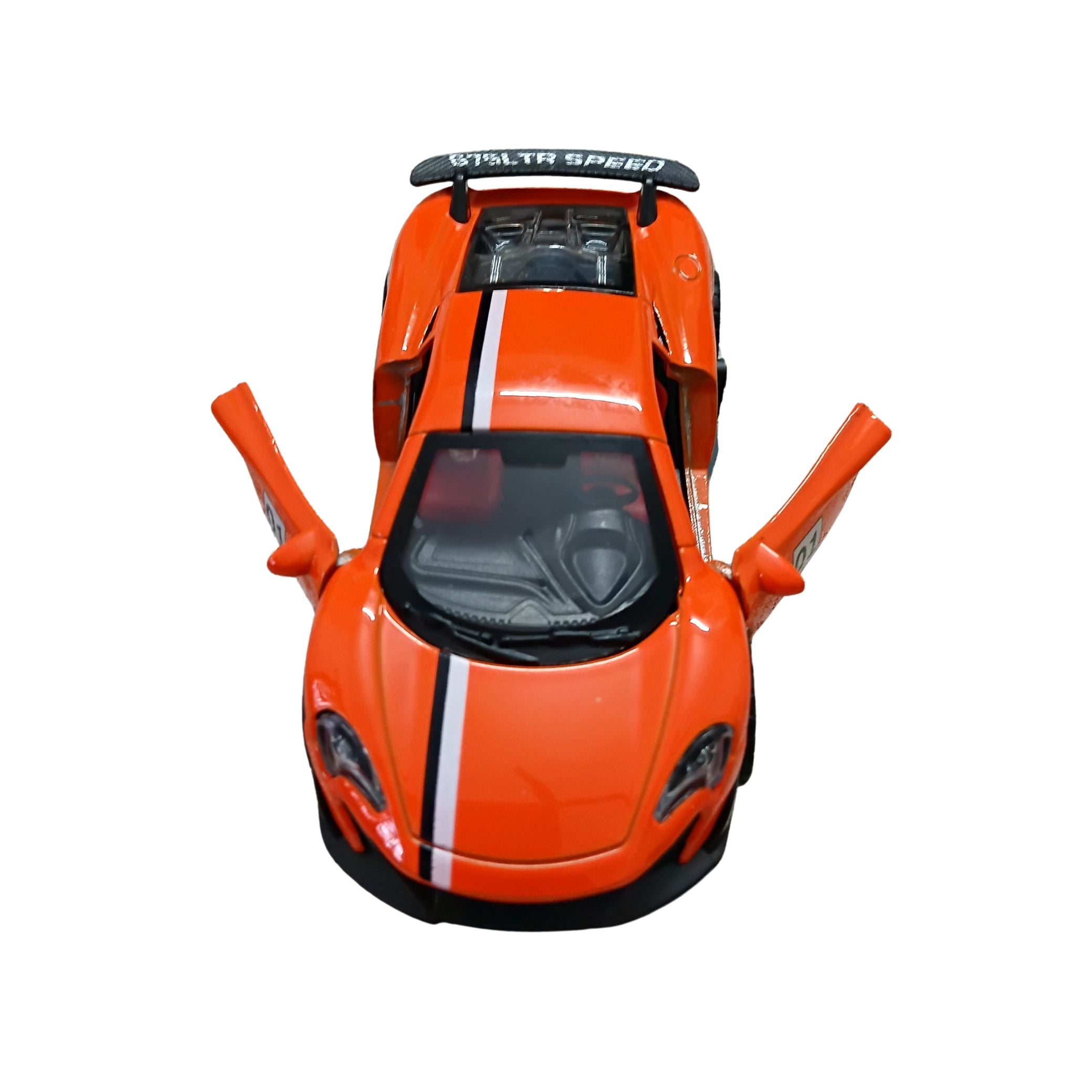 Die-Cast Sports Car Collectible Model – Orange | Opening Doors & Pull-Back Action