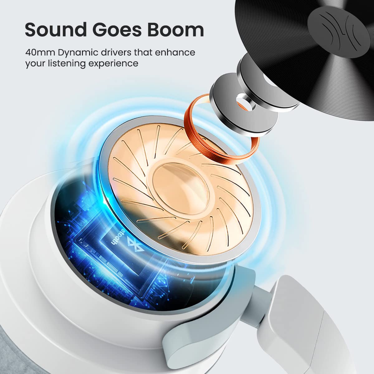 Portronics Muffs M2 Bluetooth Headphones (White)