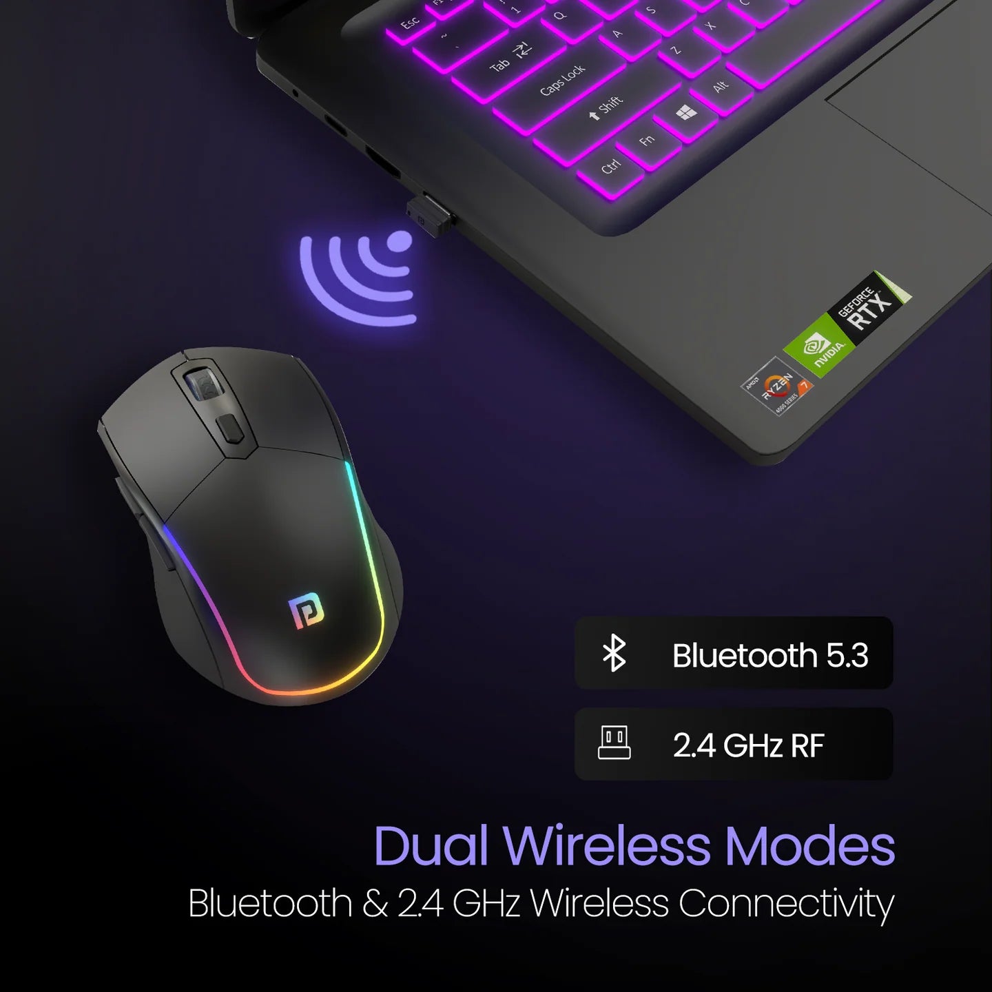 Portronics Toad One Dual Wireless Bluetooth Mouse (Black)