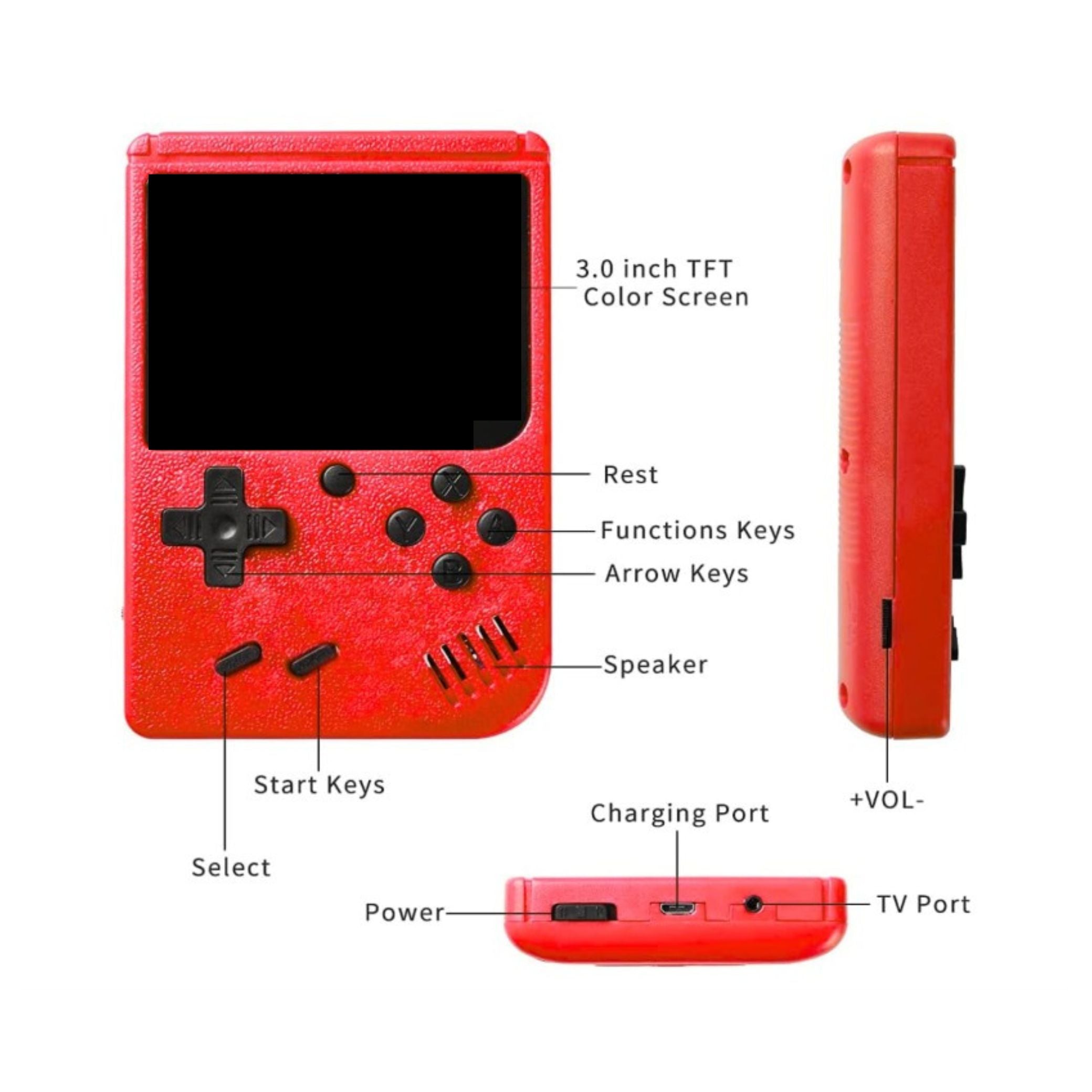 Storio 400-in-1 Rechargeable Retro Handheld Game Console with TV Output (Multicolour)