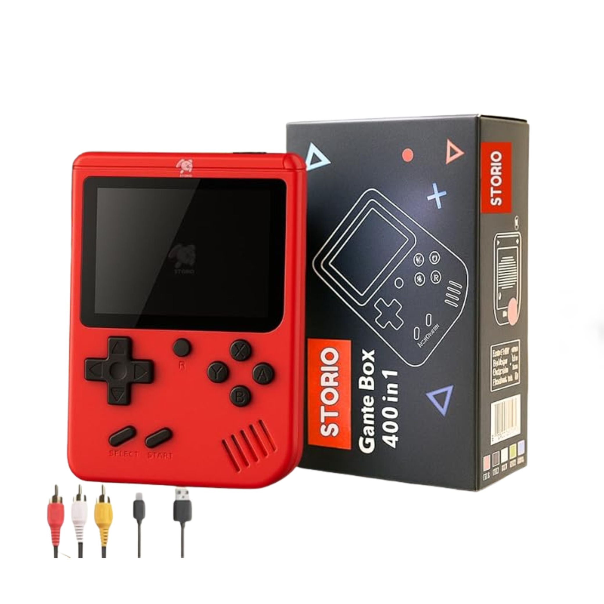 Storio 400-in-1 Rechargeable Retro Handheld Game Console with TV Output (Multicolour)