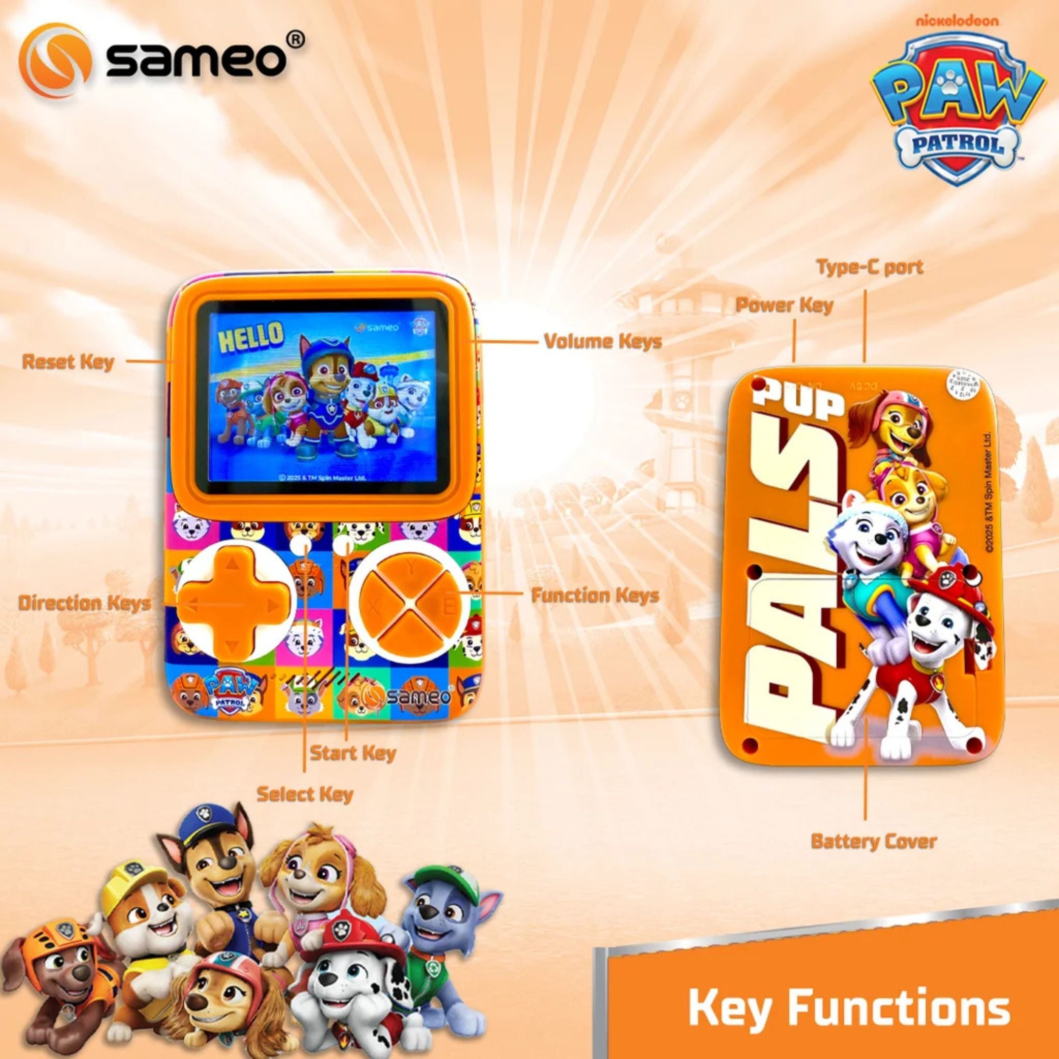 Sameo SG3000 Paw Patrol Handheld Game Console, 500 Retro Games, TV Compatible – Chase Blue