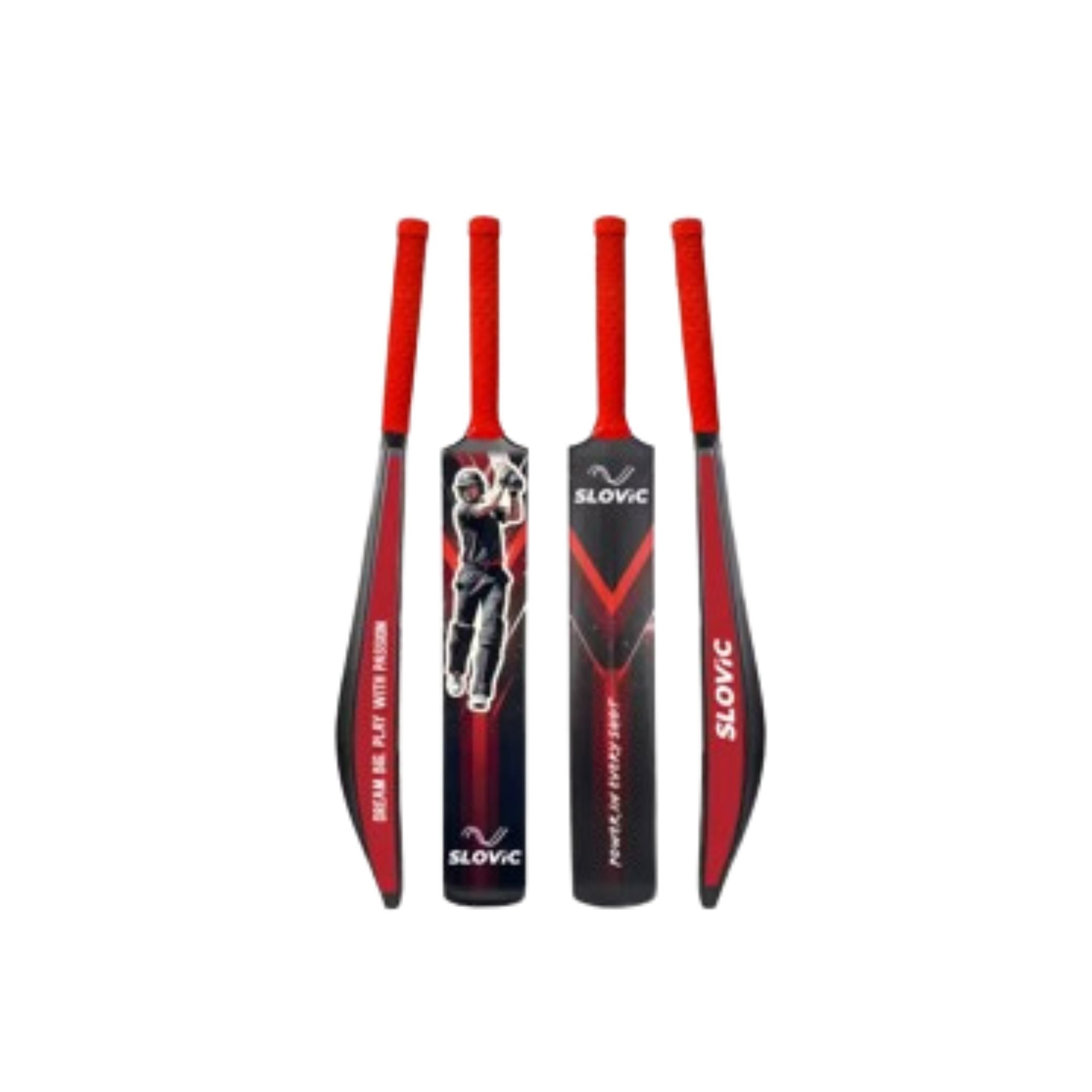 Slovic Red & Black Tennis Ball Cricket Bat for Kids