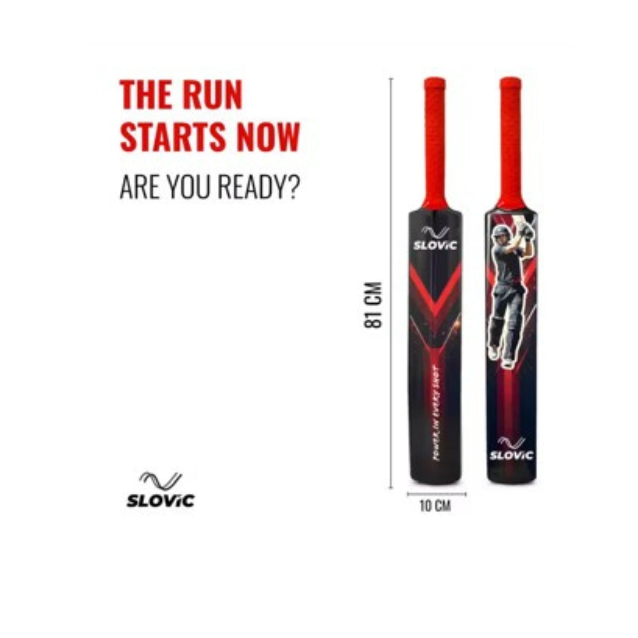 Slovic Red & Black Tennis Ball Cricket Bat for Kids