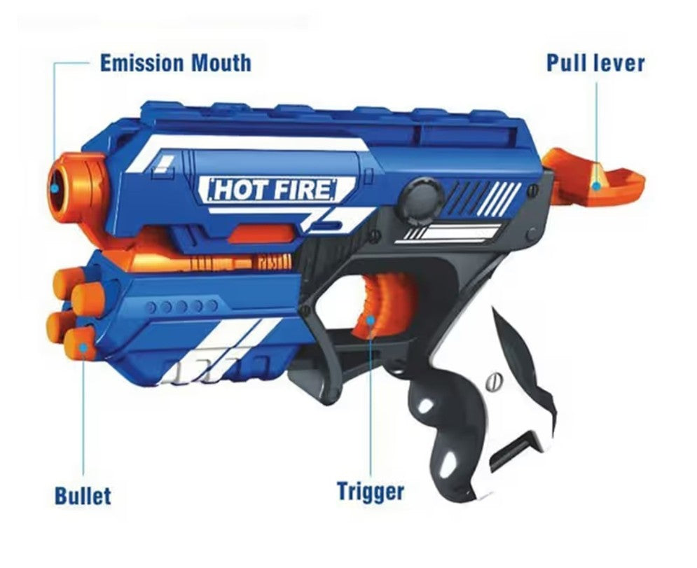 Toyshine Foam Blaster Gun Toy, Safe and Fun, 10 Bullets - Multicolour