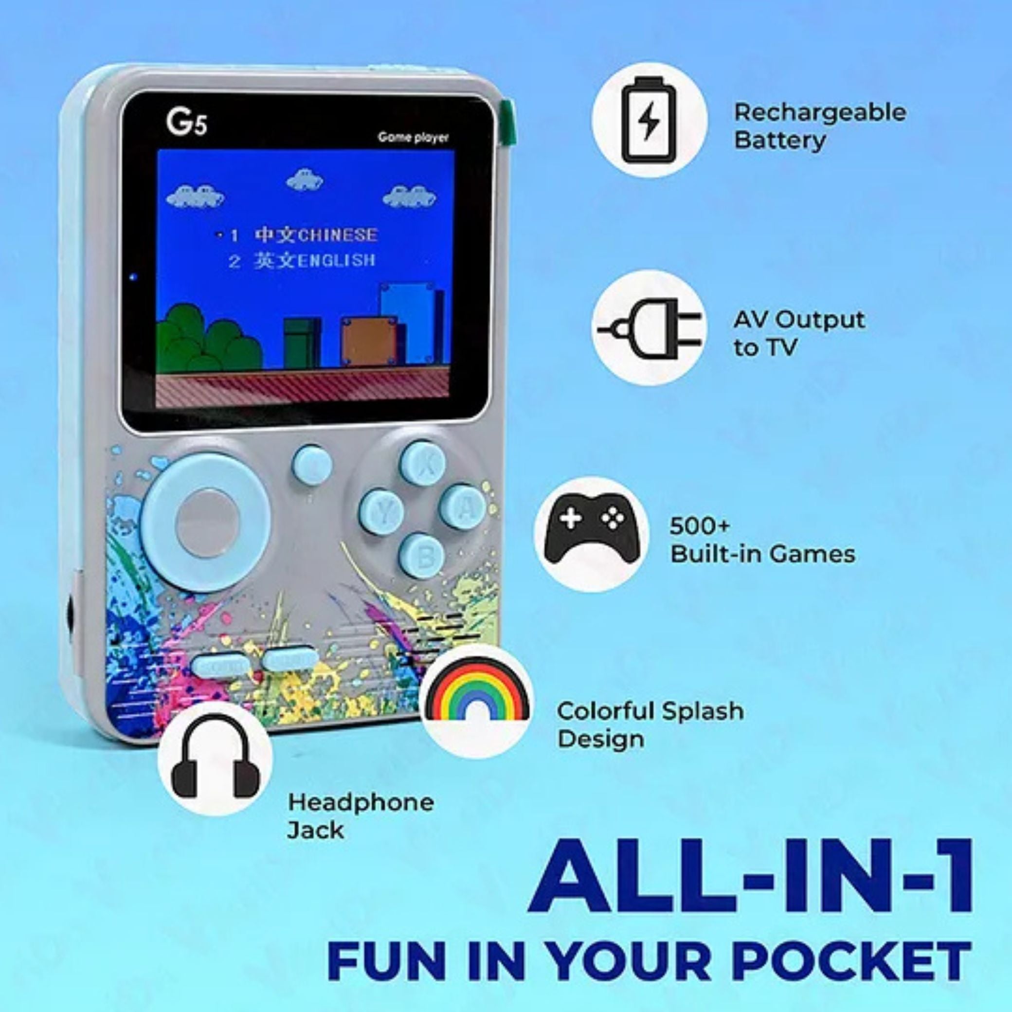 VikriDA G5 500-in-1 Retro Handheld Game Console